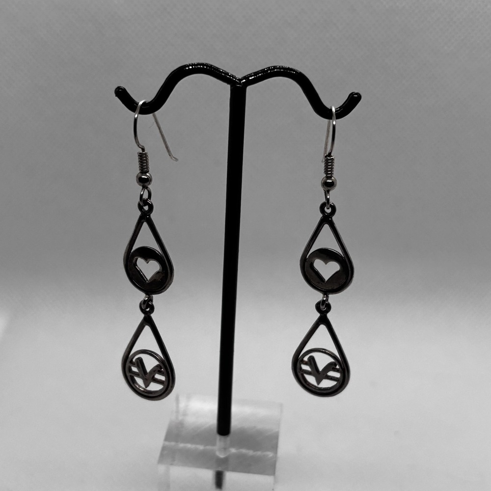 Vintage Hunner Earrings 925 Sterling Silver Dangle Drop Hook Signed - Picture 3 of 10